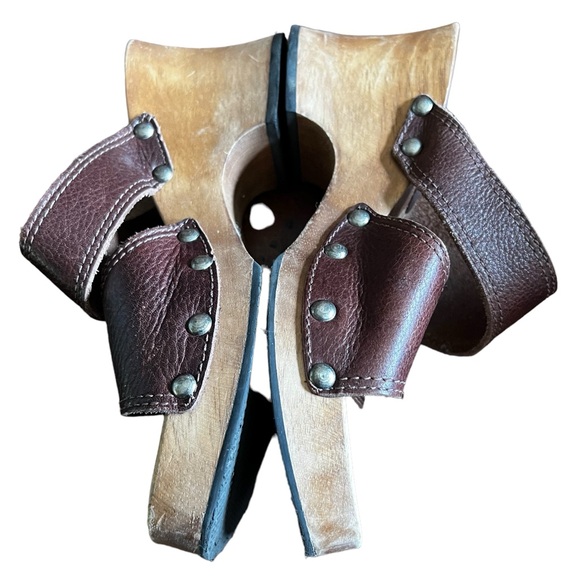 90s Y2K BONGO Studded Wood Wedge Platform Mule Vintage sz 7 - Picture 4 of 9